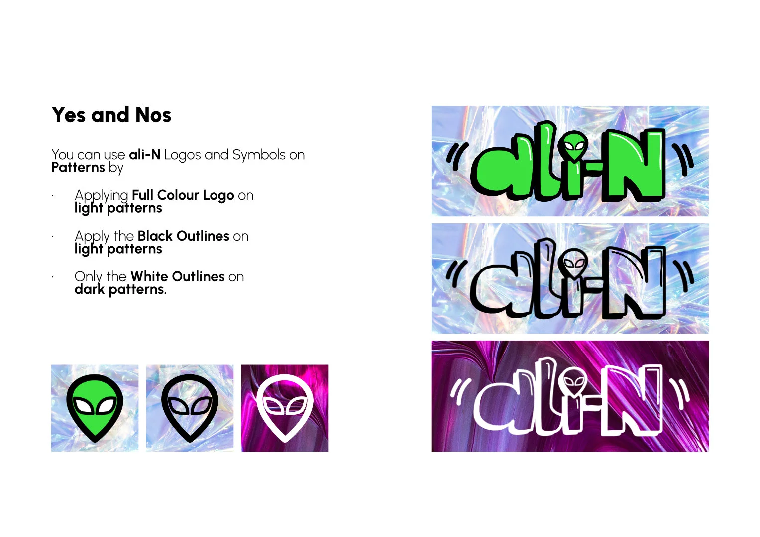 Jas und Neins für den Logo und Icon. Dazu ist es möglich die Logos und Icons auf Mustern aufzulegen aber die Farben kann nicht geändert.