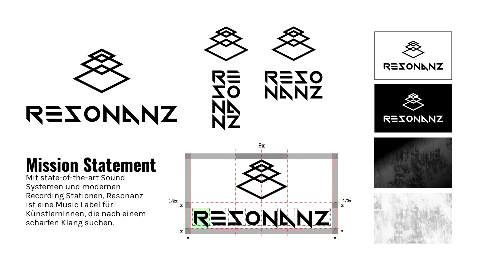 Mission Statement mit Logo Branding, Benutzung, und texturierten Hintergründe.